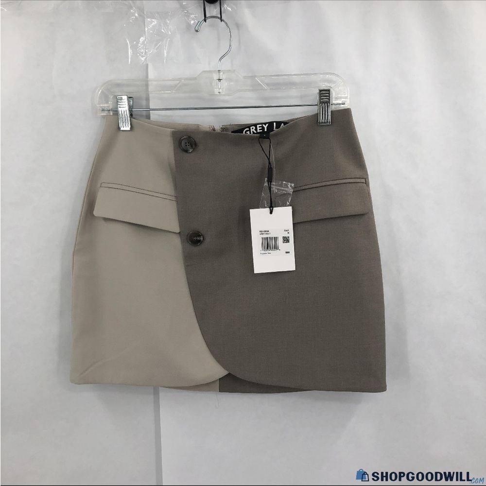 GREY LAB Beige and Brown Mini Skirt